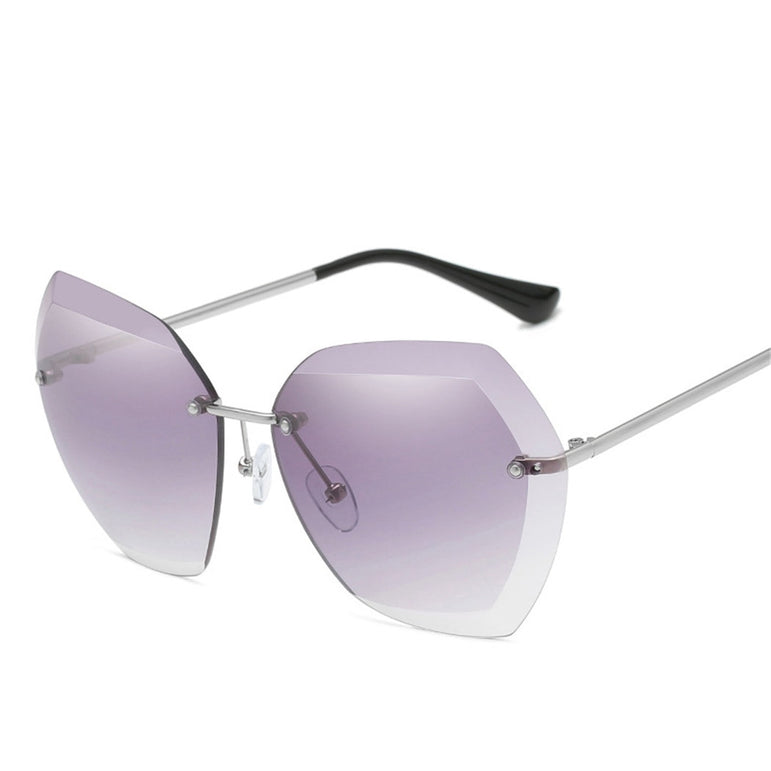 Clear Lens Oversized Rimless Sunglasses