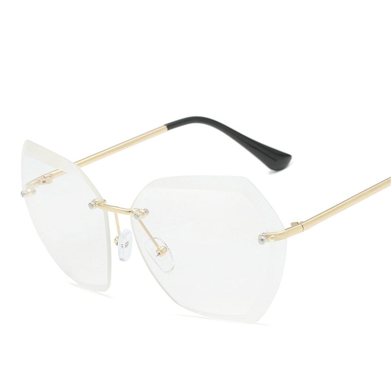 Clear Lens Oversized Rimless Sunglasses