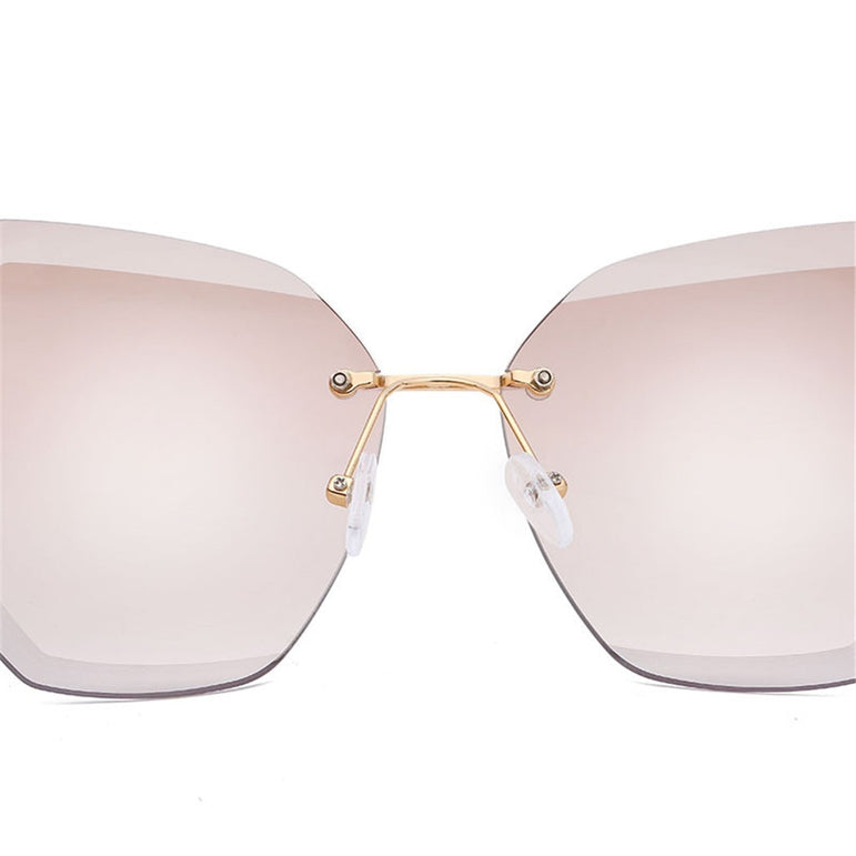 Clear Lens Oversized Rimless Sunglasses