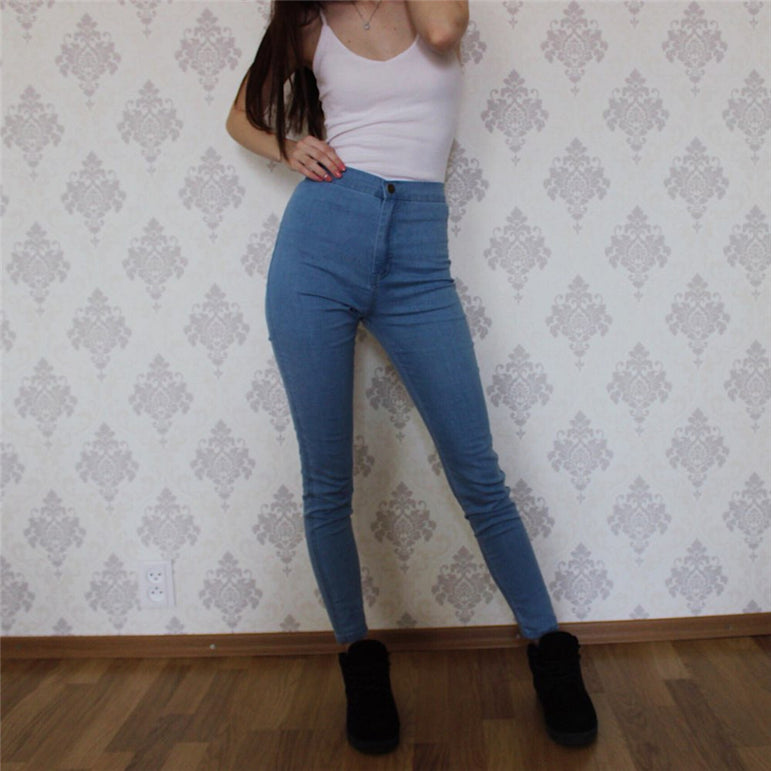 High Waist Skinny Denim Jeans Pencil Pants