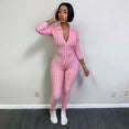 Long Sleeve Bodycon Stripe Clubwear Jumpsuit