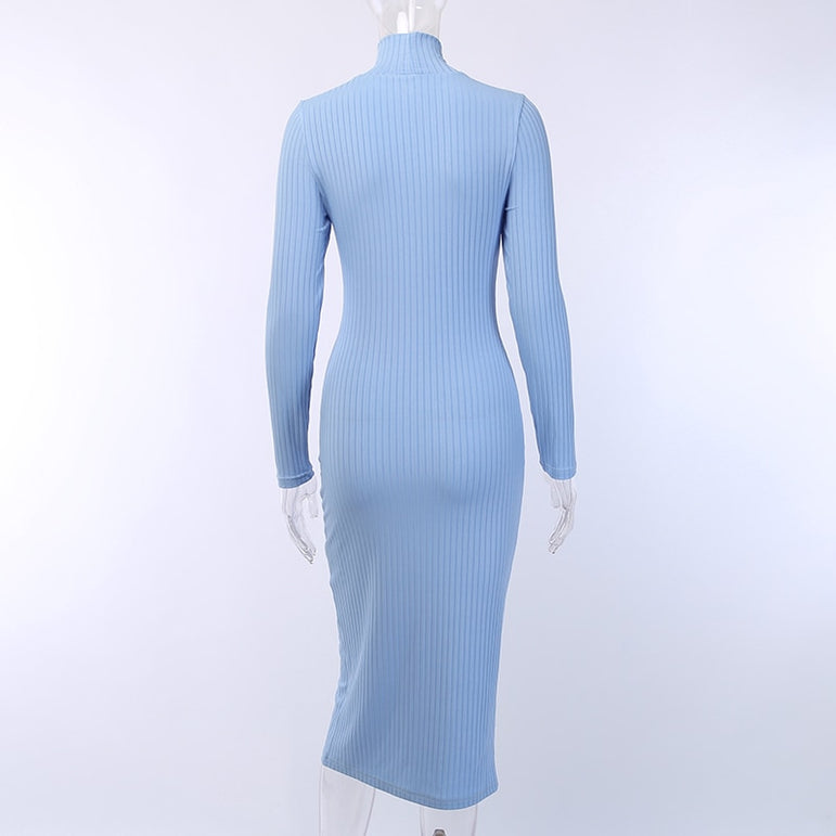 Long Sleeve Cotton Sexy Knee Length Party Dress