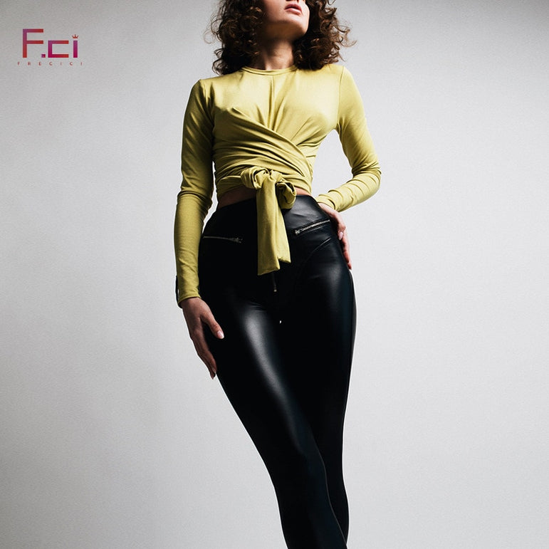 High Waist Push Up Faux Leather Pants