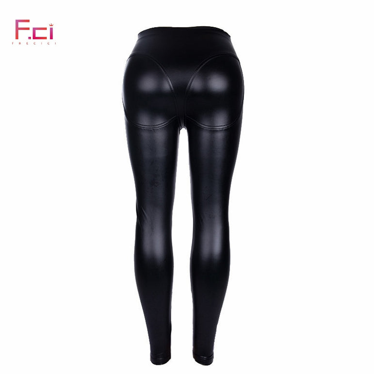 High Waist Push Up Faux Leather Pants