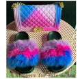 Non slip Real Fox Fur Slides Women Fluffy Fur Slippers