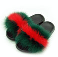 Non slip Real Fox Fur Slides Women Fluffy Fur Slippers