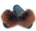 Non slip Real Fox Fur Slides Women Fluffy Fur Slippers