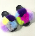 Non slip Real Fox Fur Slides Women Fluffy Fur Slippers