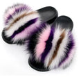 Non slip Real Fox Fur Slides Women Fluffy Fur Slippers