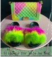 Non slip Real Fox Fur Slides Women Fluffy Fur Slippers