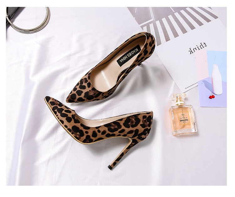 Elegant Office Pumps Leopard Women Shoes High Heels