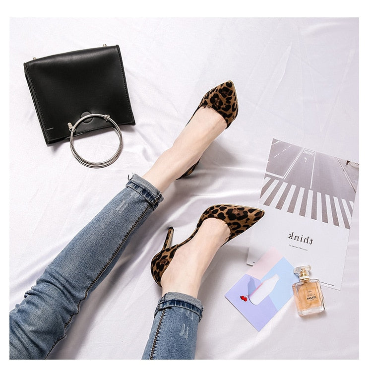 Elegant Office Pumps Leopard Women Shoes High Heels