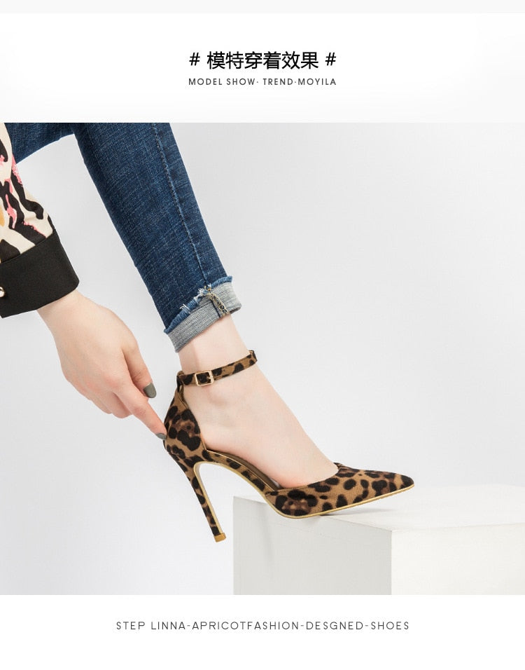 Elegant Office Pumps Leopard Women Shoes High Heels