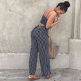 Elegant Striped Sleeveless Backless Bow Women Sets