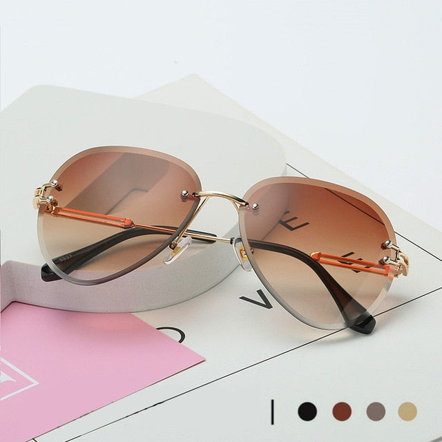 Luxury Frameless Pilot Shades Sun Glasses