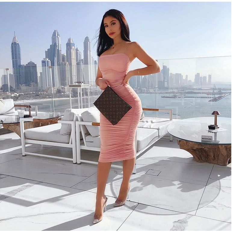 Elegant Ruched Party Night Dress