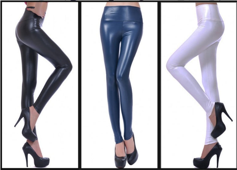 High Elastic Waist Leather Pants Leggings