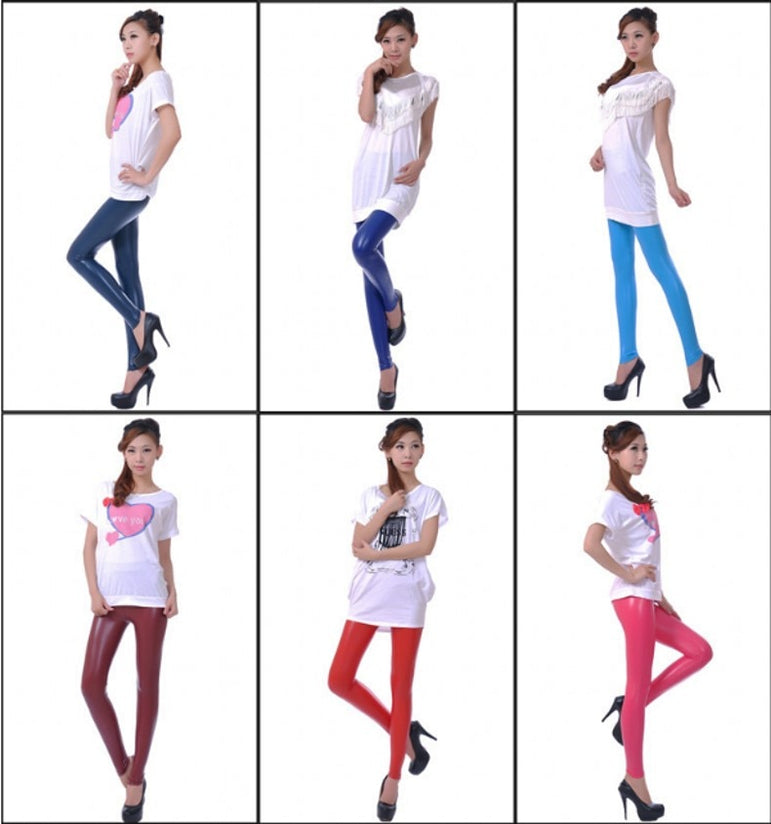 High Elastic Waist Leather Pants Leggings