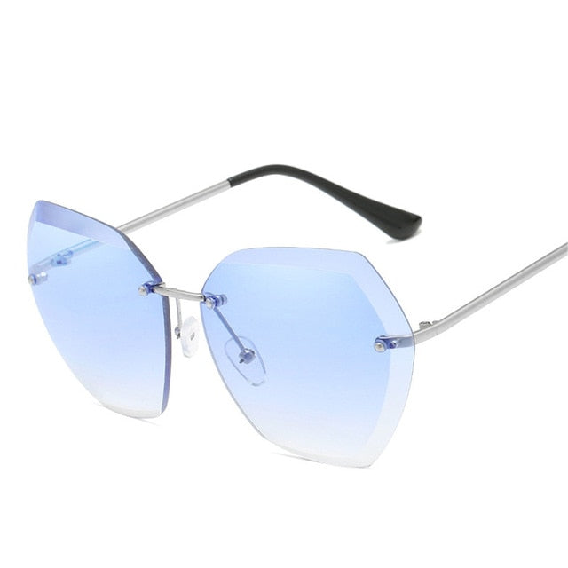 Clear Lens Oversized Rimless Sunglasses