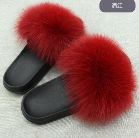 Cute Plush Fox Hair Fluffy Slippers