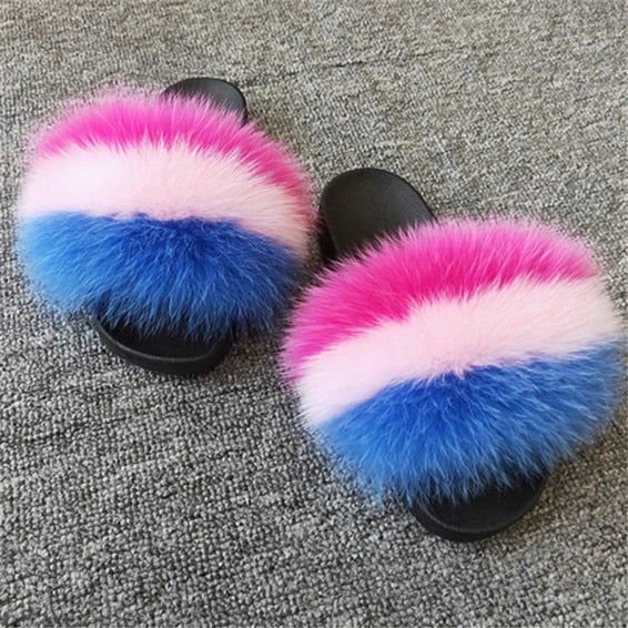 Cute Plush Fox Hair Fluffy Slippers