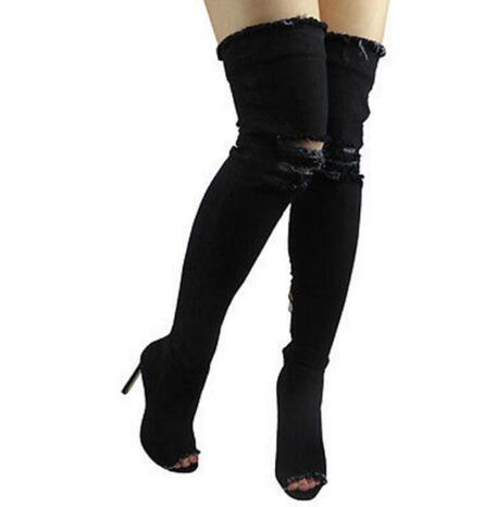 tassel jean Thigh High Boots