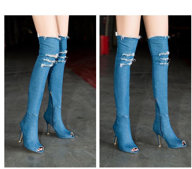 tassel jean Thigh High Boots