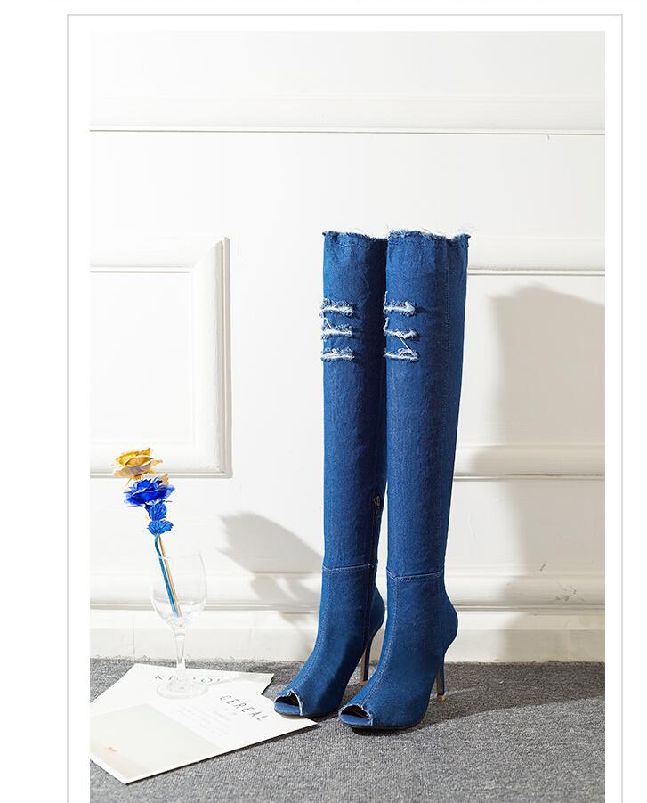 tassel jean Thigh High Boots