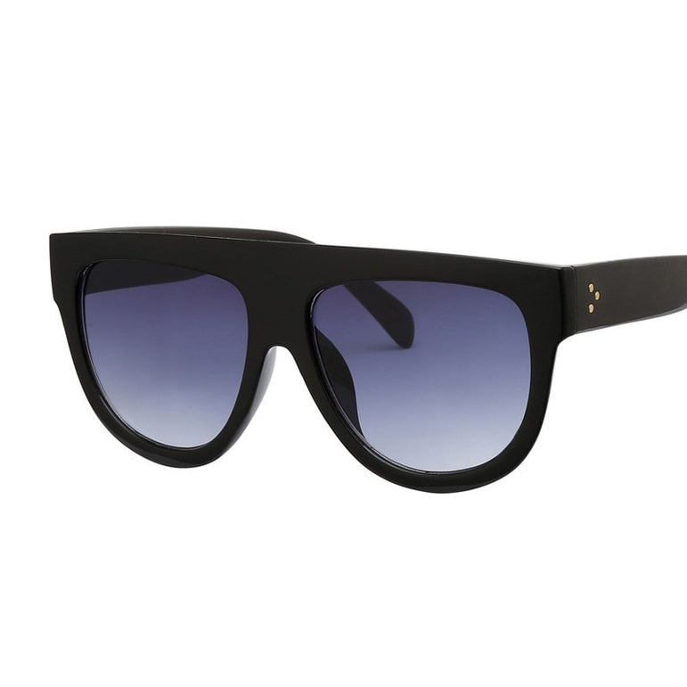 Retro Shield Shape Flat Top Oversized Sunglasses