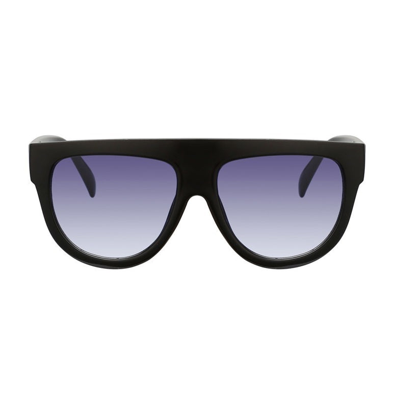 Retro Shield Shape Flat Top Oversized Sunglasses