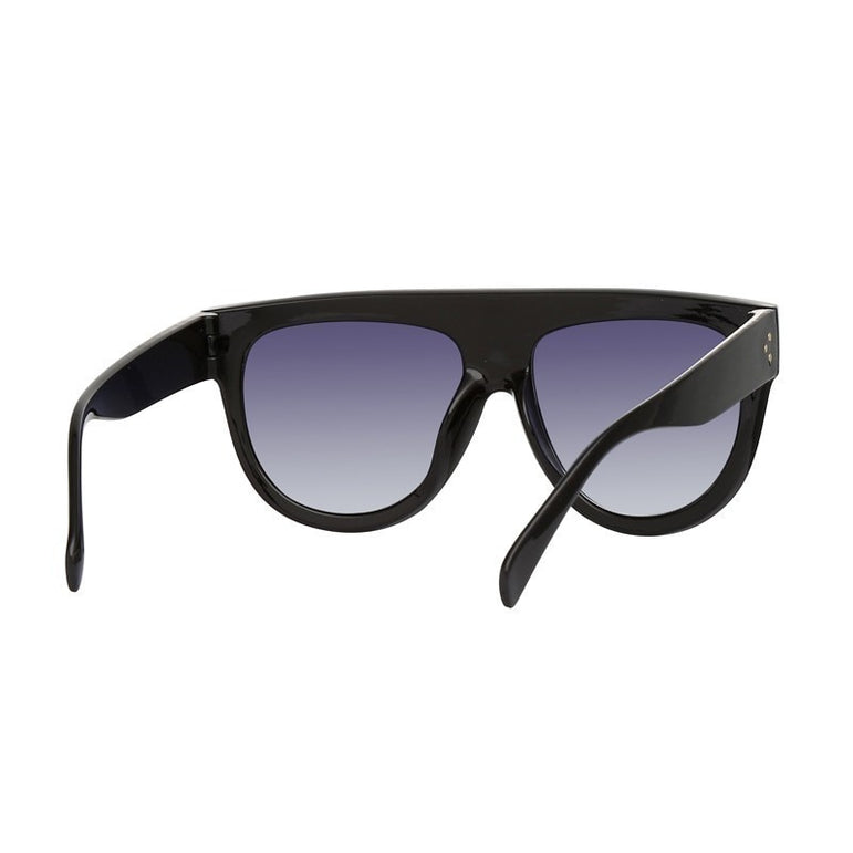 Retro Shield Shape Flat Top Oversized Sunglasses