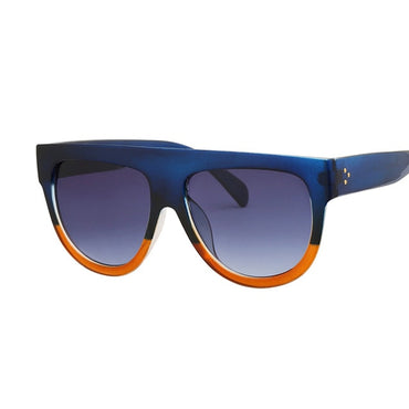 Retro Shield Shape Flat Top Oversized Sunglasses