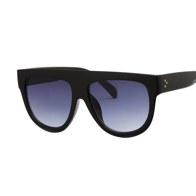 Retro Shield Shape Flat Top Oversized Sunglasses