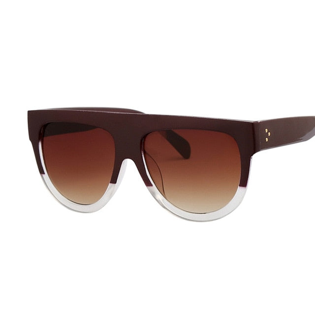 Retro Shield Shape Flat Top Oversized Sunglasses