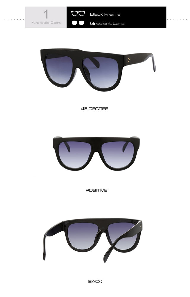 Retro Shield Shape Flat Top Oversized Sunglasses