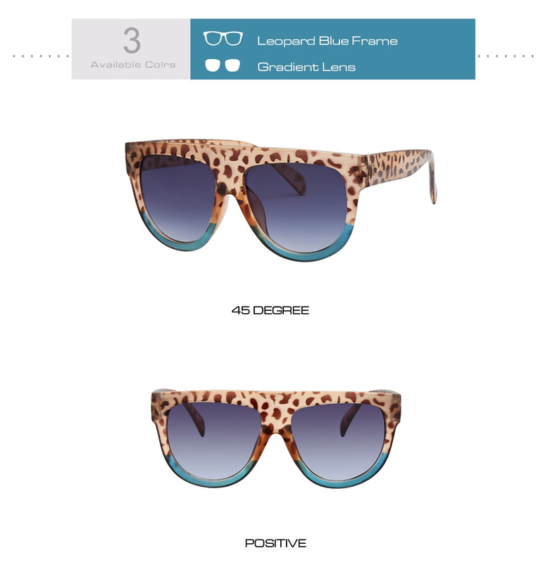 Retro Shield Shape Flat Top Oversized Sunglasses