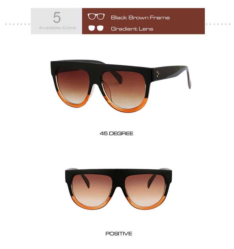 Retro Shield Shape Flat Top Oversized Sunglasses