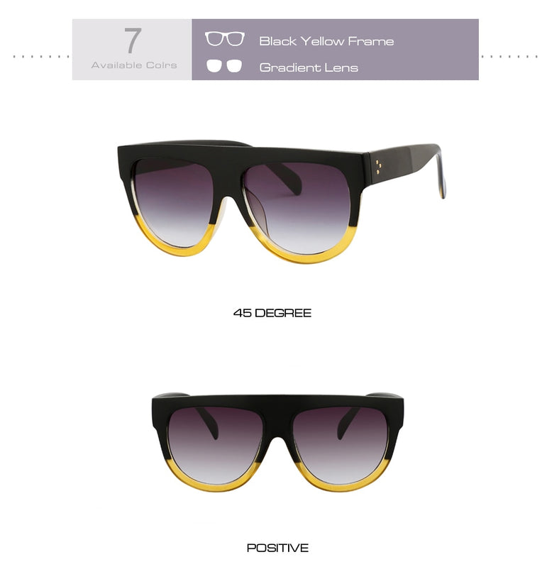 Retro Shield Shape Flat Top Oversized Sunglasses