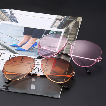 Semi Rimless Oversized Clear Sunglasses