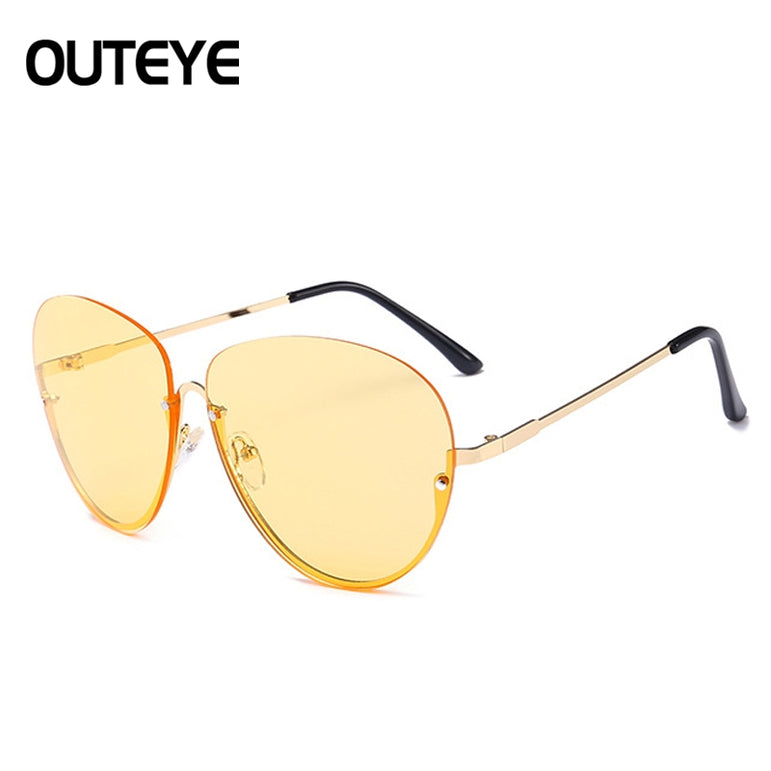 Semi Rimless Oversized Clear Sunglasses