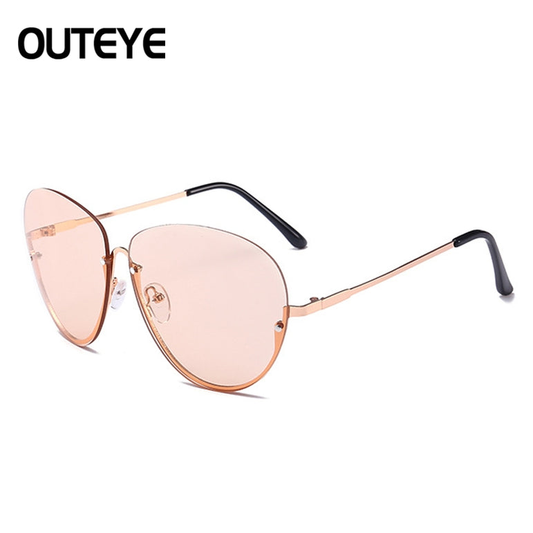 Semi Rimless Oversized Clear Sunglasses