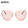 Semi Rimless Oversized Clear Sunglasses