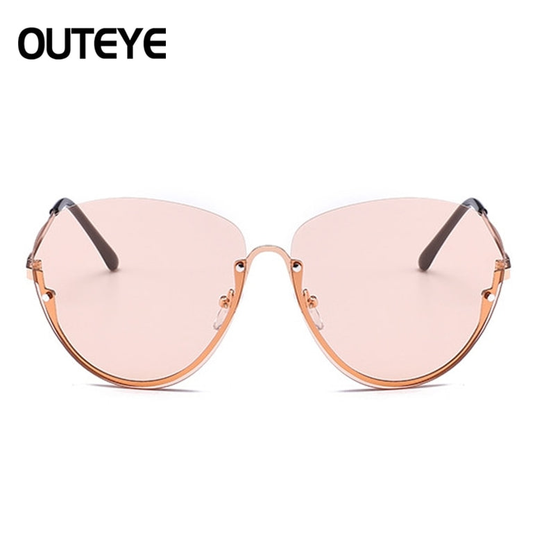 Semi Rimless Oversized Clear Sunglasses