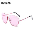 Semi Rimless Oversized Clear Sunglasses