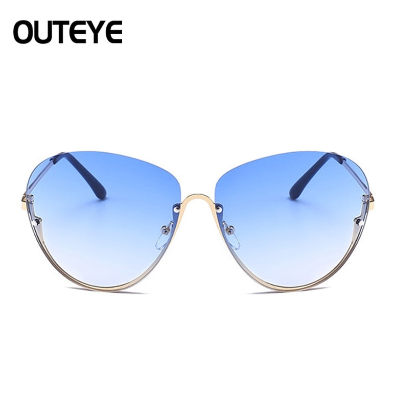 Semi Rimless Oversized Clear Sunglasses