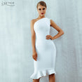 One Shoulder Sleeveless Ruffles Nightclub Dress