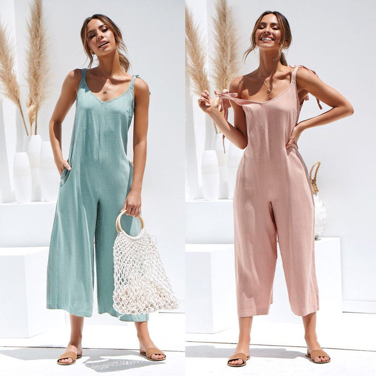 Casual Loose Linen Cotton Jumpsuit