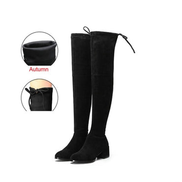 Over The Knee Flock Slim Fit Boots