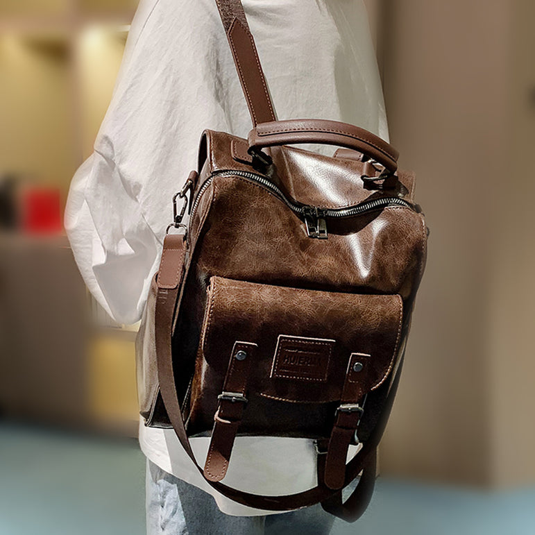 Leather Vintage Shoulder Mochila Backpack