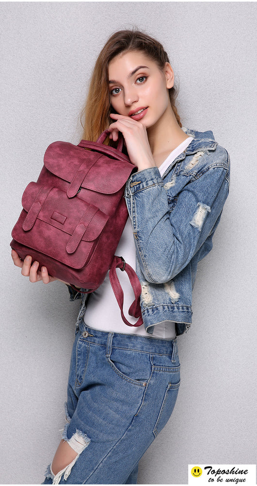 Leather Vintage Women Backpack